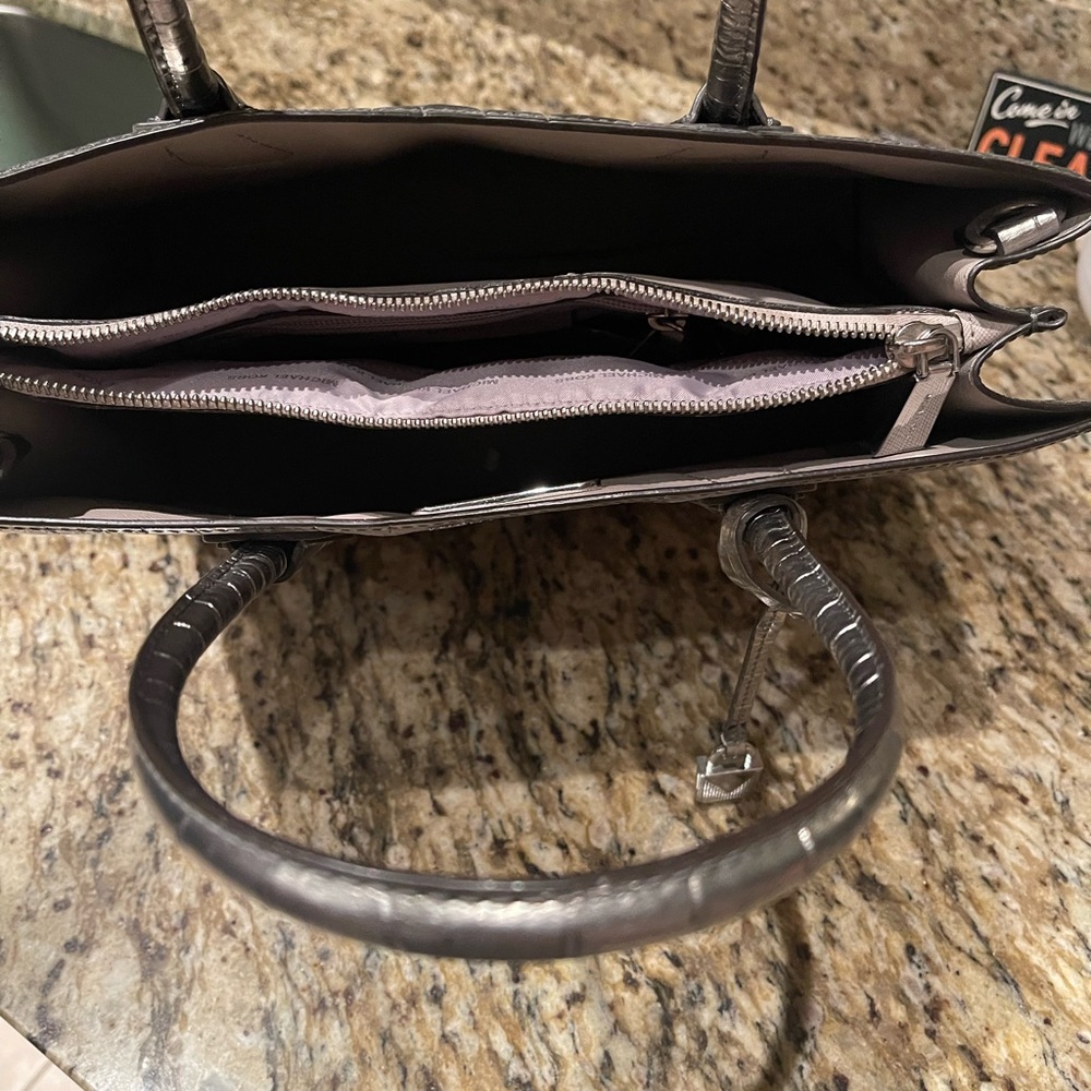 Michael Kors Shiny Silver Crocodile Embossed Tote - Picture 2 of 3